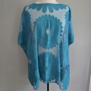 NWOT Amiani Teal Sheer Coverup, L/XL